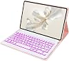 Funda con teclado para Honor Pad 9 12.1 pulgadas, teclado inalámbrico Bluetooth desmontable con retroiluminación de 7 colores y mouse para tablet, rosa 5