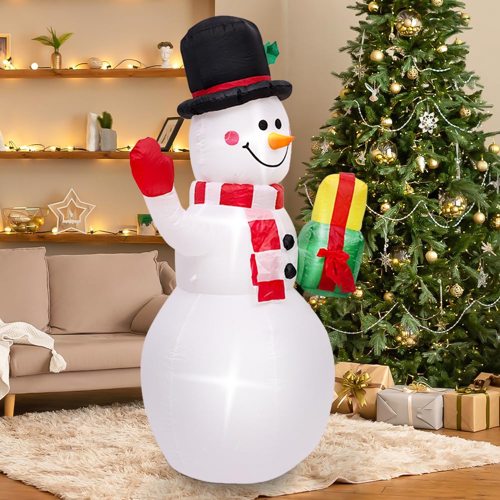 Muñeco de nieve (180 cm, con luz LED, decoración para jardín, césped, fiesta de vacaciones, color negro