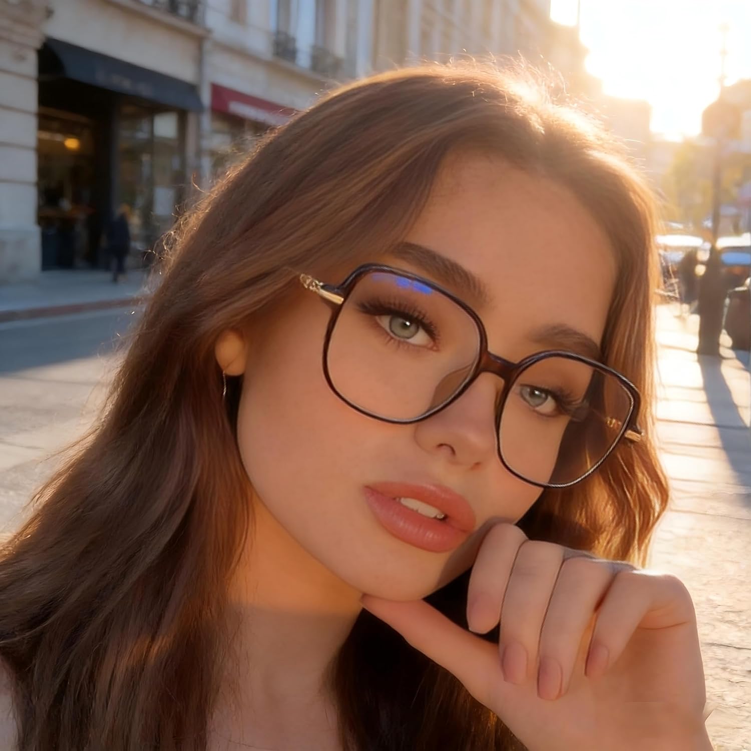 Dollger Oversized Square Blue Light Blocking Glasses for Women Men Trendy Big Large Anti Bluelight Blocker Glasses Computer