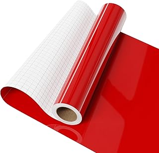 IROHTV Red Permanent Vinyl, 12" x 10 FT Roll of Glossy Red Adhesive Vinyl for Cricut Cutting Machines,Red Vinyl Suitable f...