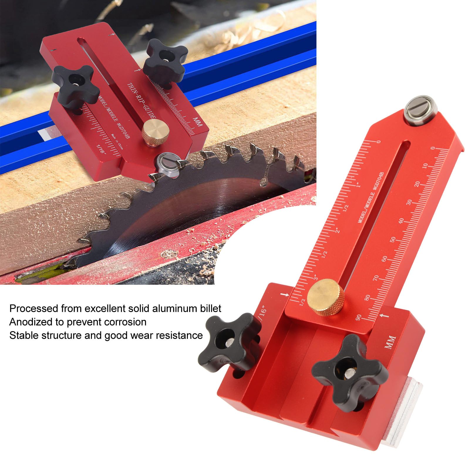 Safety Table Saw Jig Thin Rip Jig for Making Repetitive Narrow Thin Strip Cuts Metal Fast Thin Ripping Guide for Repeat Narrow Strip Cuts Works with Table Saw Router