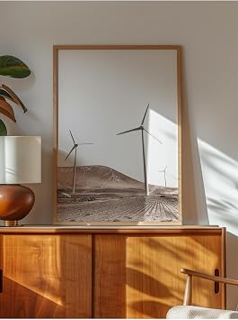 Postifull Rustic Çerçevesiz Poster, İskandinav Beyaz Tablo, No:370 Rüzgar Türbini Fotoğraf, Dikey;15 X 21 Renkli - 23