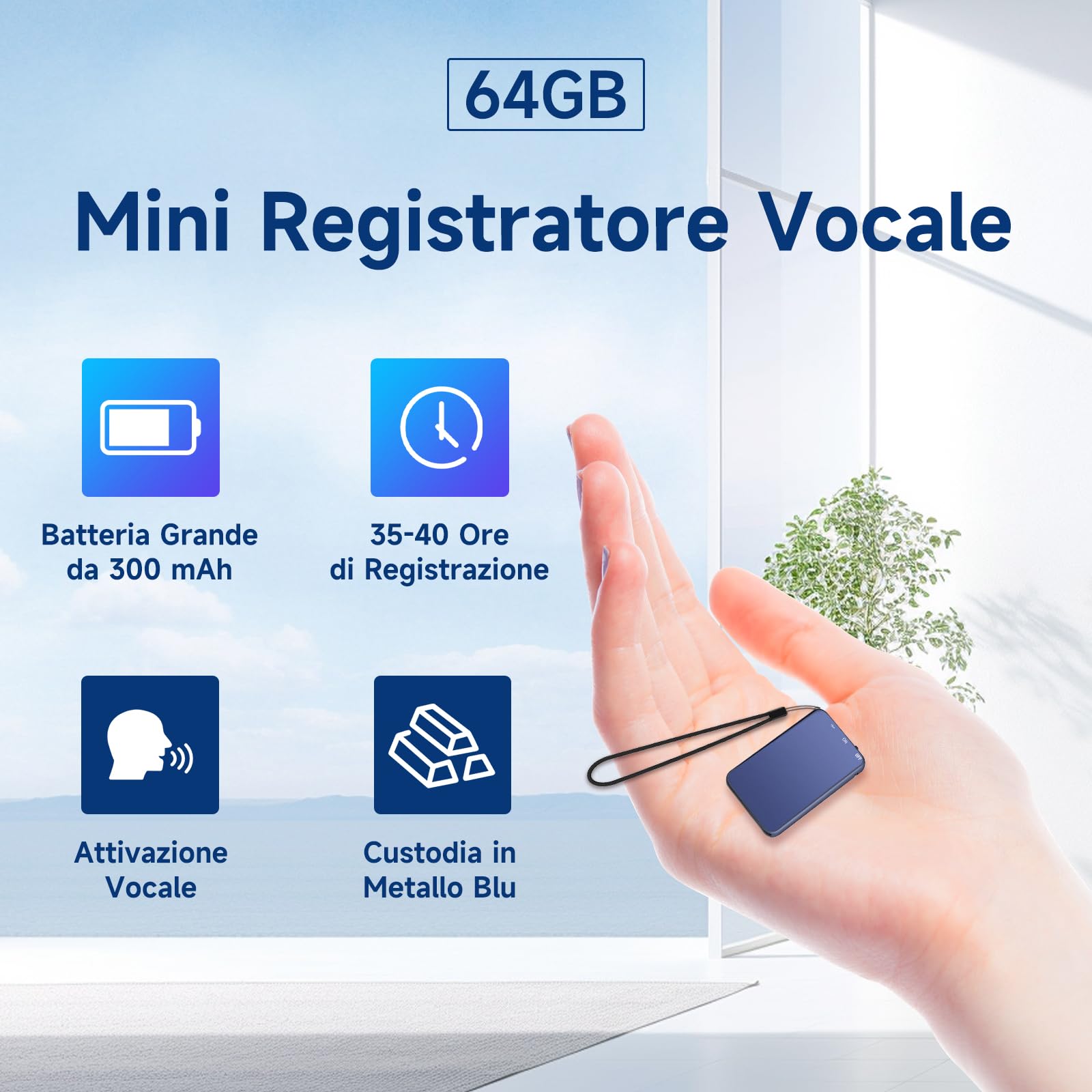 64GB Mini Registratore Vocale, Vormooi Registratore Vocale Portatile con Attivazione Vocale, Rregistratore Vocale Professionale con Registrazione One Touch per Lezioni Interviste Riunioni