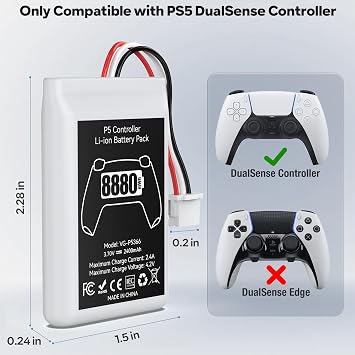 Kosker PS5 Controller Battery Replacement Kit Compatible with PlayStation 5 Original Controller, 8880mWh High Capacity PS5 Controller Battery with Extra Repair Tools Kit for Extended Gaming, 2 Packs