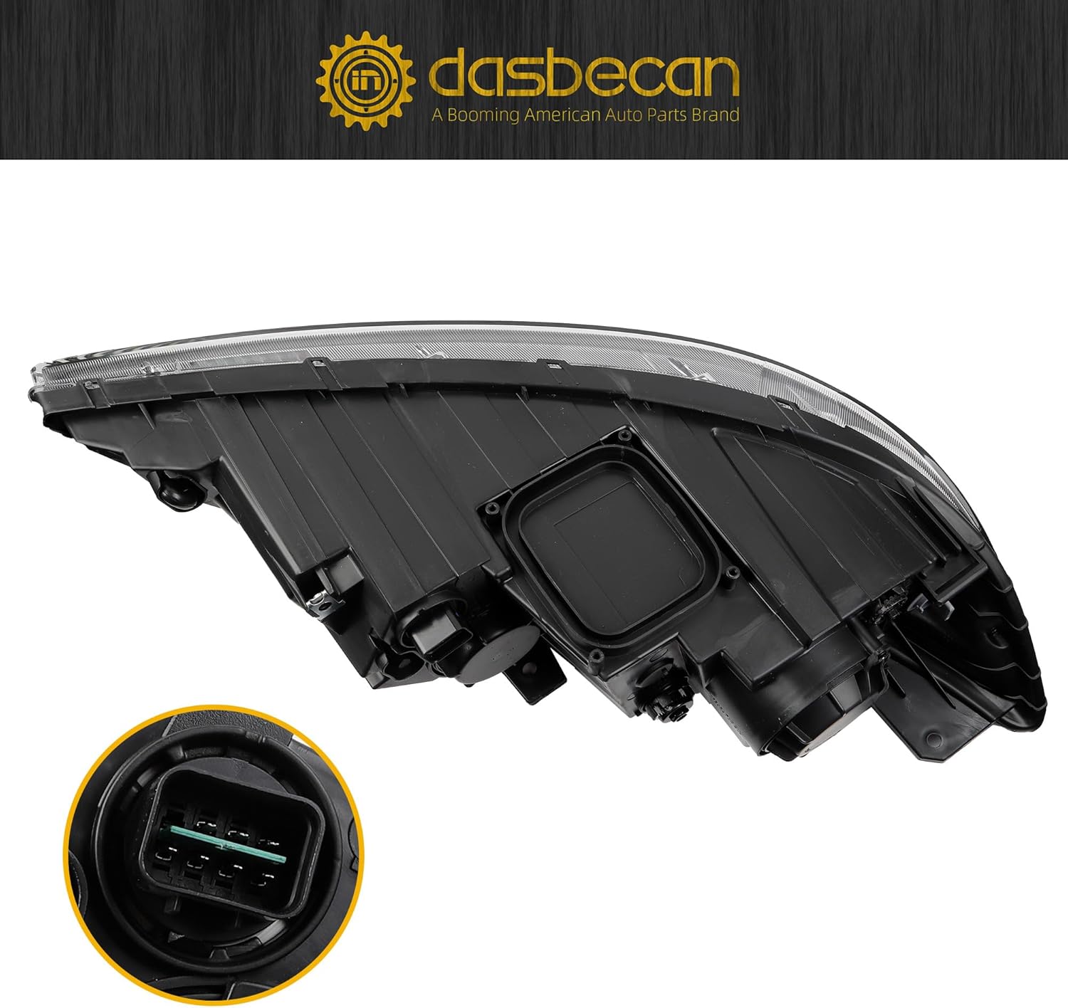Dasbecan Halogen Headlight Compatible With 2011-2013 Kia Sorento Left & Right Side Black Housing Clear Lens Headlamp Assembly Replaces# 921021U200 921011U200 KI2502143 KI2503143(Left + Right)