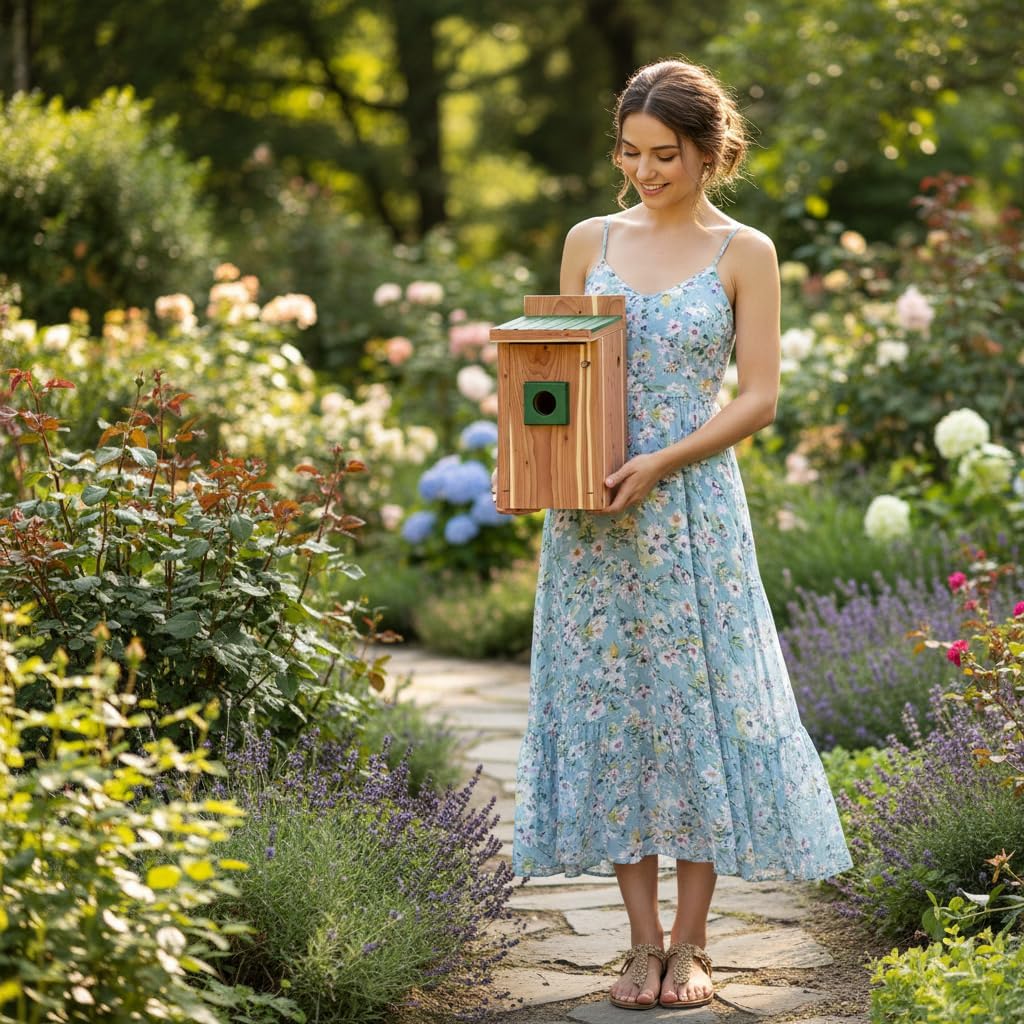 Bluebird Bird House with Camera,Metal Roof,1080P Birdhouse for Outside with Night Vision, Birdhouse with Camera APP Control, 2.4G WiFi App to Observe Bird Activities(A)