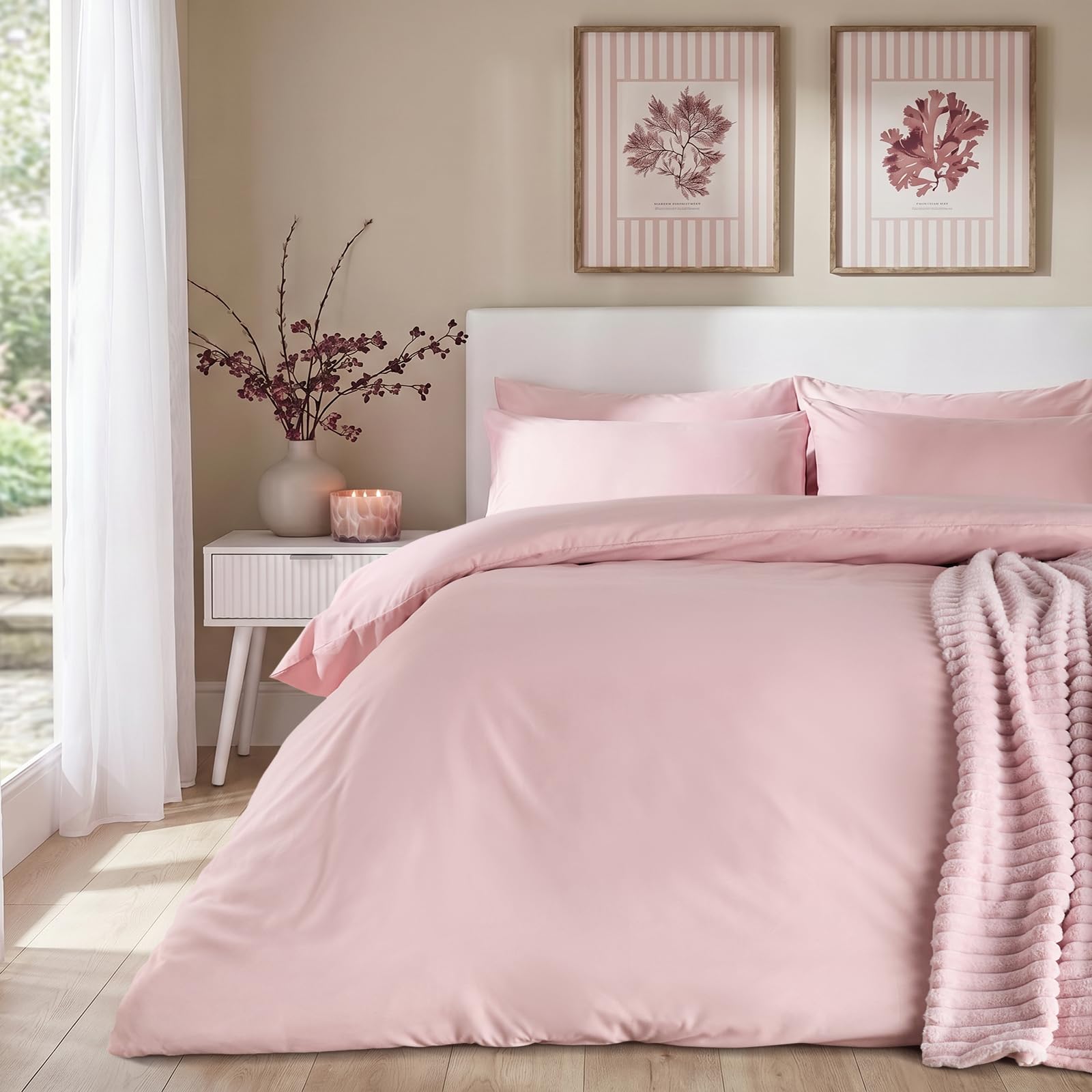 Plain Dyed Bedding Set - Blush / King