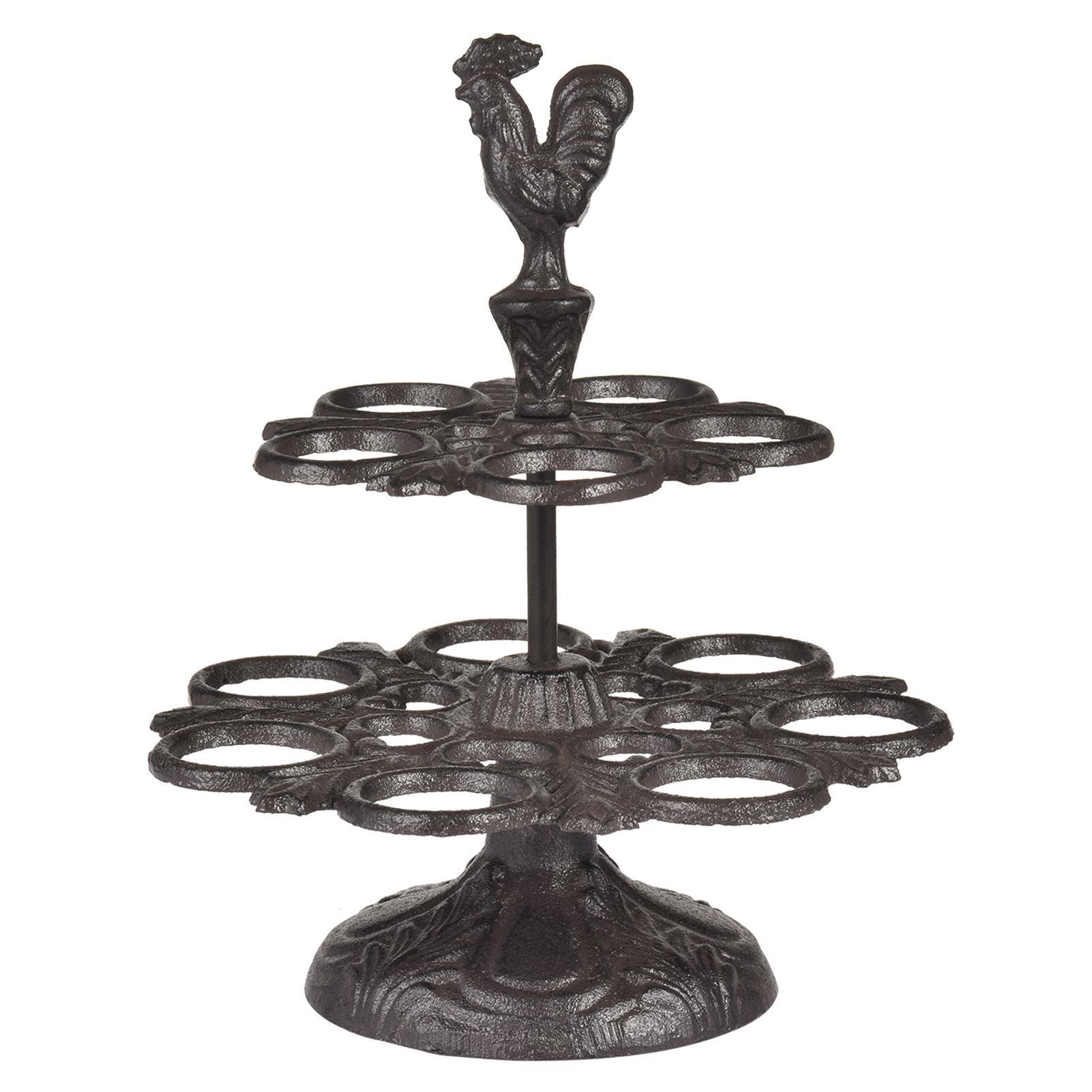 Recipiente metálico para huevos de 2 niveles, soporte vintage para cocina