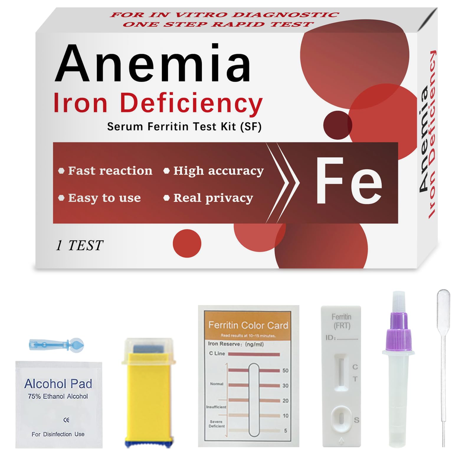 Iron Deficiency Test kit for Children and Adults, Rapid Home Test