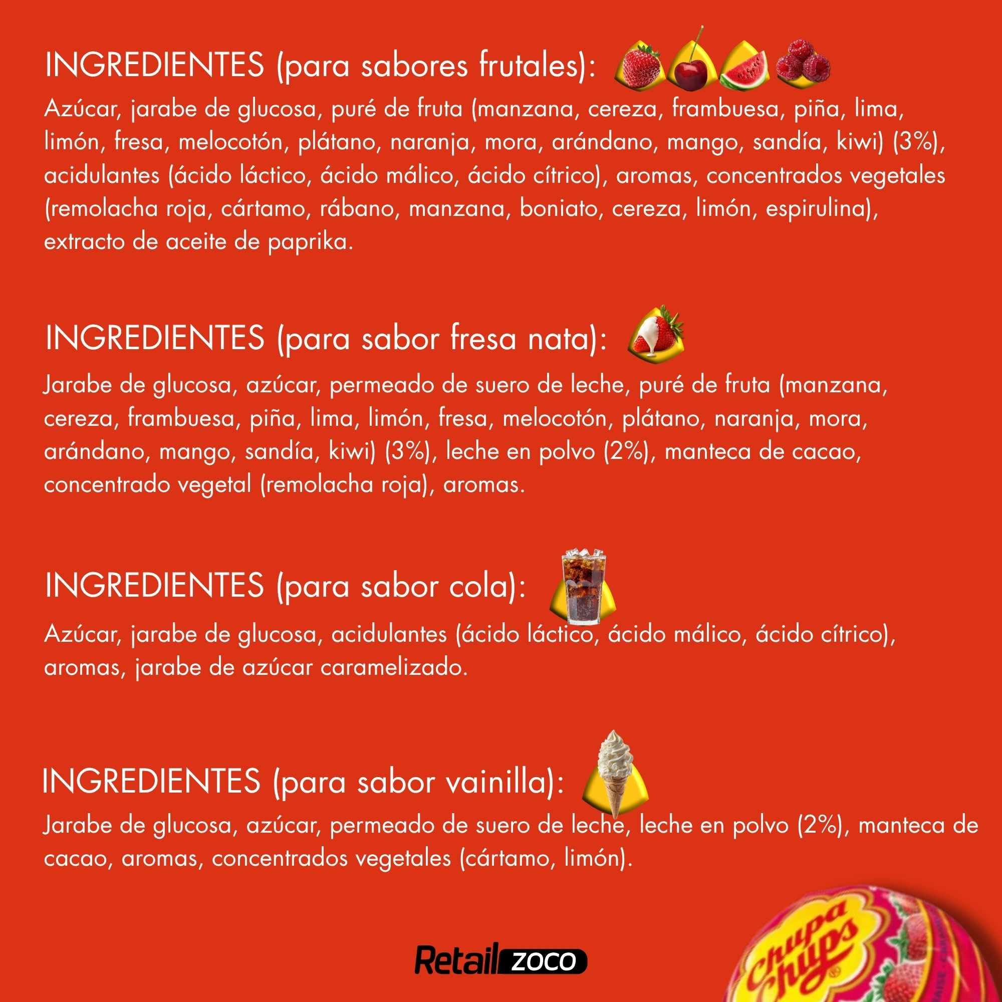 Caramelo Chupa Chups Original sabores Variados, Caramelo con palo de papel, Tamaño original, Apto para veganos, sin gluten, es completamente apto para celíacos, Contiene 1 bolsa de 120 unidades - imagen 4