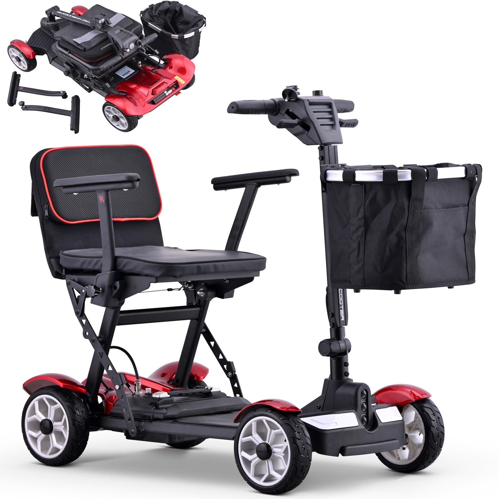 Patinete de movilidad de 4 ruedas, patinete de viaje portátil, patinetes para personas mayores, patinete de movilidad plegable, patinete de movilidad para maletero de coche, para personas mayores co