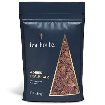 بلورات السكر الصخري من Tea Forte Natural Amber Hue Beet للشاي والقهوة، تذوب بسرعة، نباتية وغير معدلة وراثيًا، حقيبة 1 رطل قابلة للإغلاق