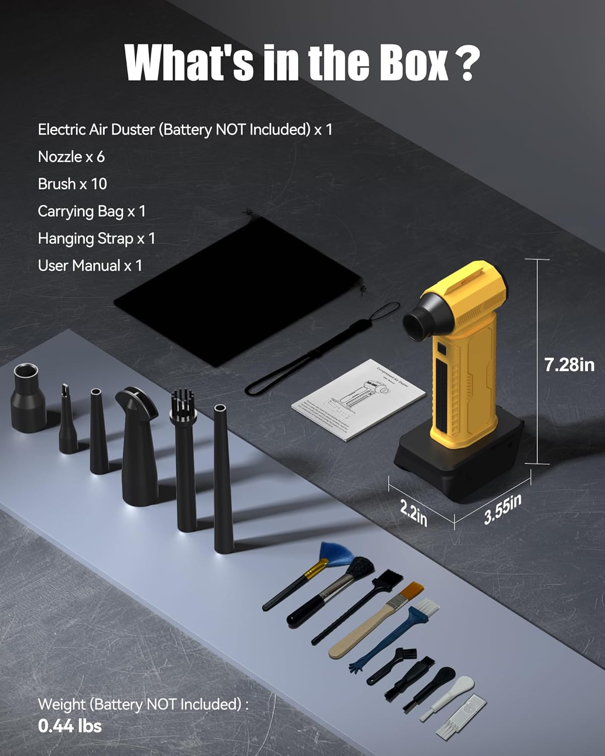 Compressed Air Duster, 130000RPM Ultra-Powerful Electric Air Duster Compatible with DEWALT 20V/60V Max Battery, 4-Gear Adjustable Air Blower for Computer/Keyboard/Car/Home (No Battery Included) - Image 9