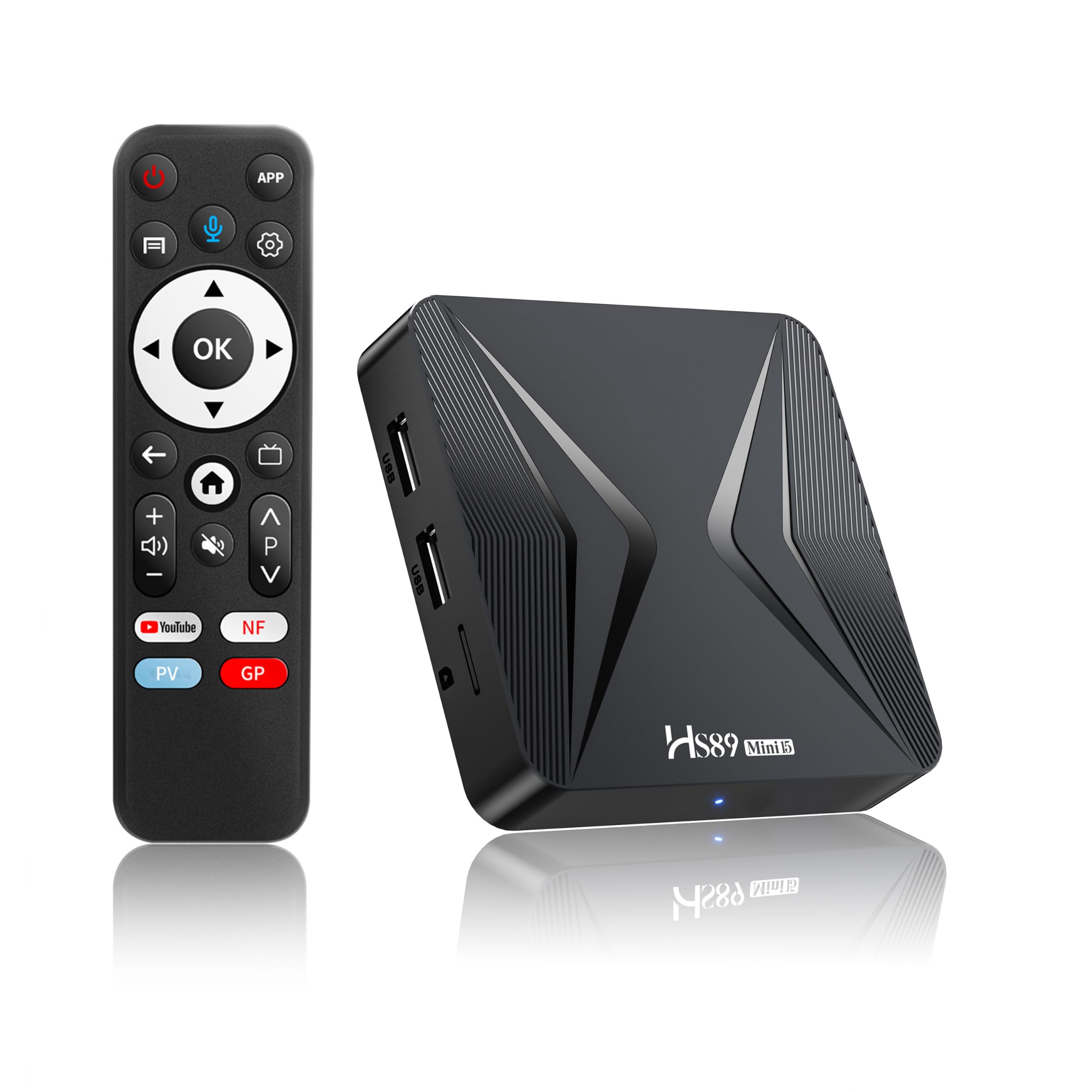 HS89 MINI15 TV Box Android 14.0 4K 8K HD Android Box 4GB RAM 32GB ROM RK3539 Quad-Core WiFi 6 Doble Banda 2,4G/5G 10/ 100M Ethernet Bluetooth 5.4 USB2.0 HDMI2.1, Smart TV Box Media-Streaming-Clients