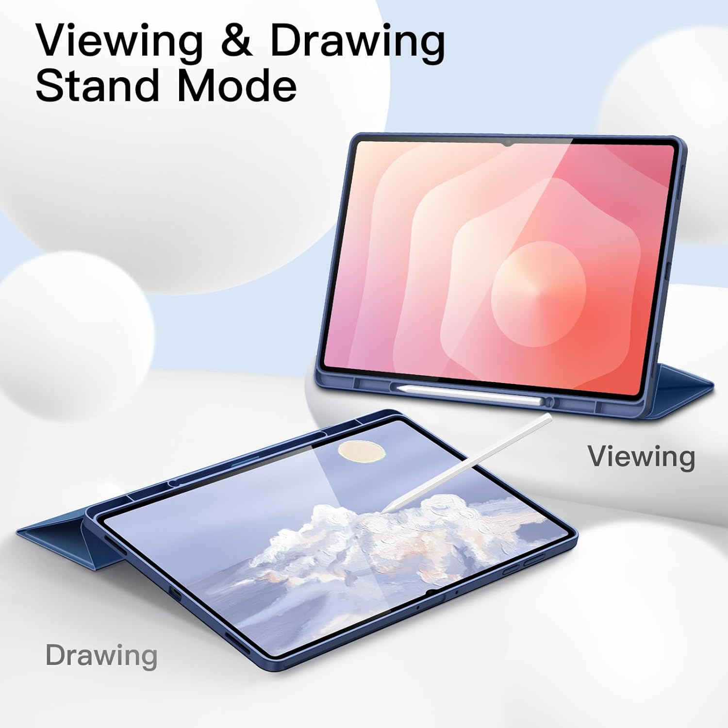 JETech Case for Samsung Galaxy Tab S11 Ultra with S Pen Holder, Soft TPU Tri-Fold Stand Protective Tablet Cover, Auto Wake/Sleep (Navy)