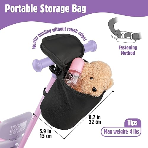 Miniatura 6 de Triciclo 5 en 1 para niños pequeños con mango de dirección para niños de 1, 2, 3, 4 años, triciclo para niños con pedales extraíbles, juguete de