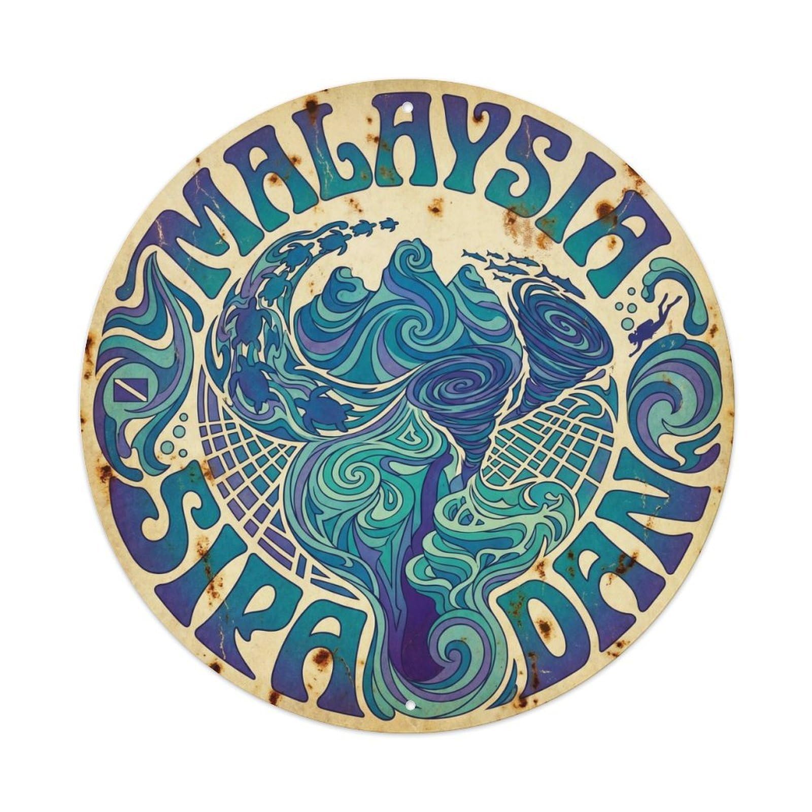 Sipadan Island Malaysia Tropical Psychedelic Metal Tin Sign