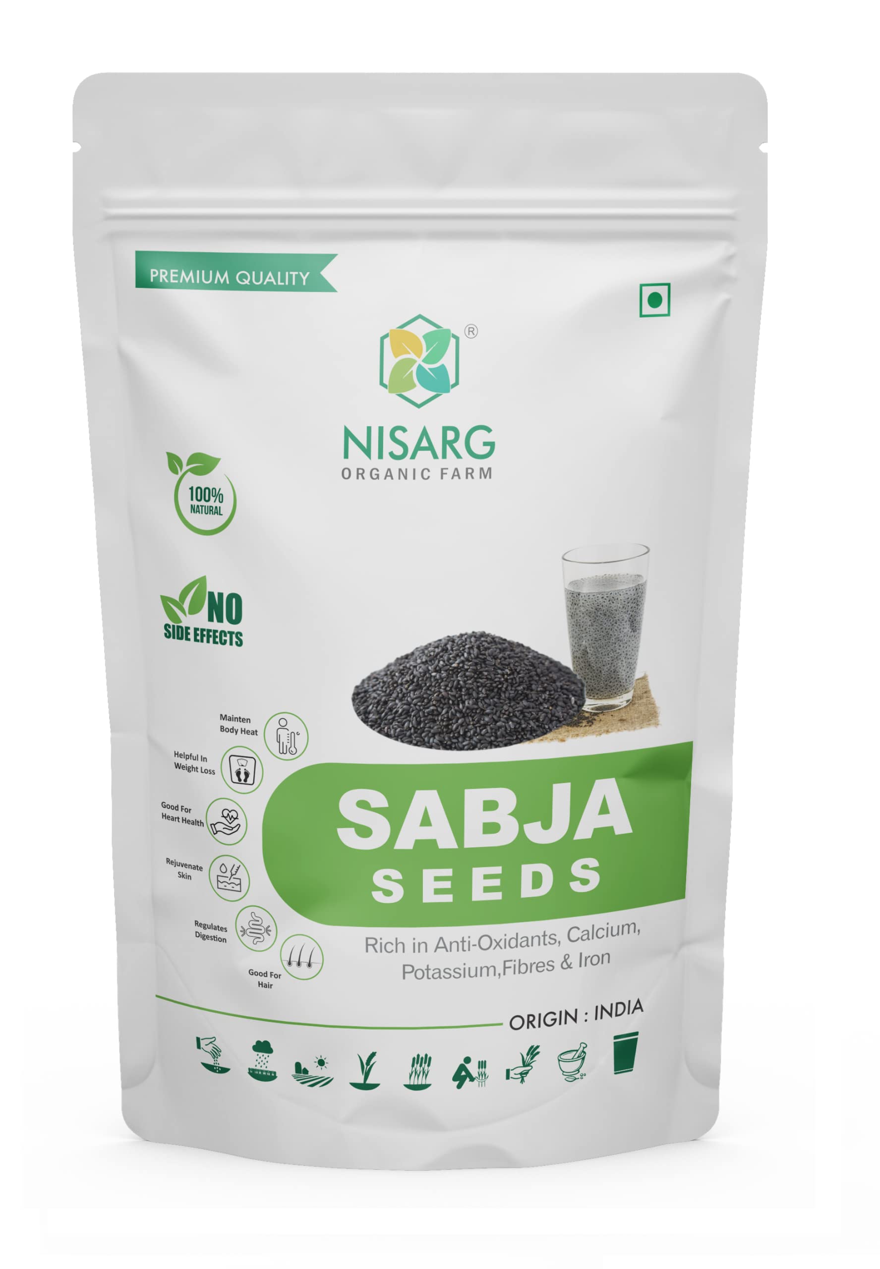 NISARG ORGANIC FARM Sabja Seeds I Fresh and Natural Basil Seeds I Tukmariya Seed I Rich in Omega 3 and Fibre I Unroasted Falooda Seeds use for Weight Loss, Reduce body heat I for Eating (500 gm) (B0C1VB4ZQ1) Amazon Price History, Amazon Price Tracker