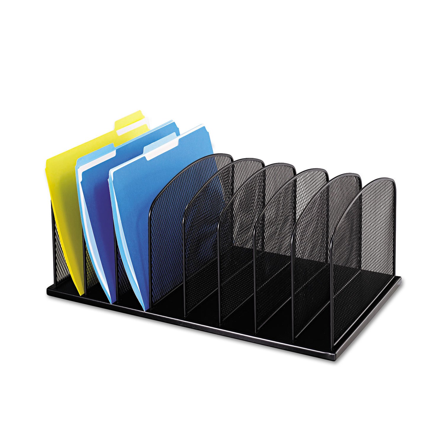 Photo 1 of Safco Home Office Onyx Mesh Desk Organizer, 8 Upright Sections, Black-BL