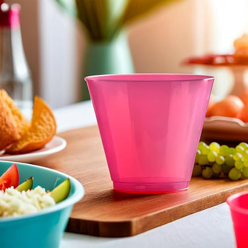 Miniatura 2 de Amscan Vaso desechable de plástico BPP, talla única (paquete de 1), rosa