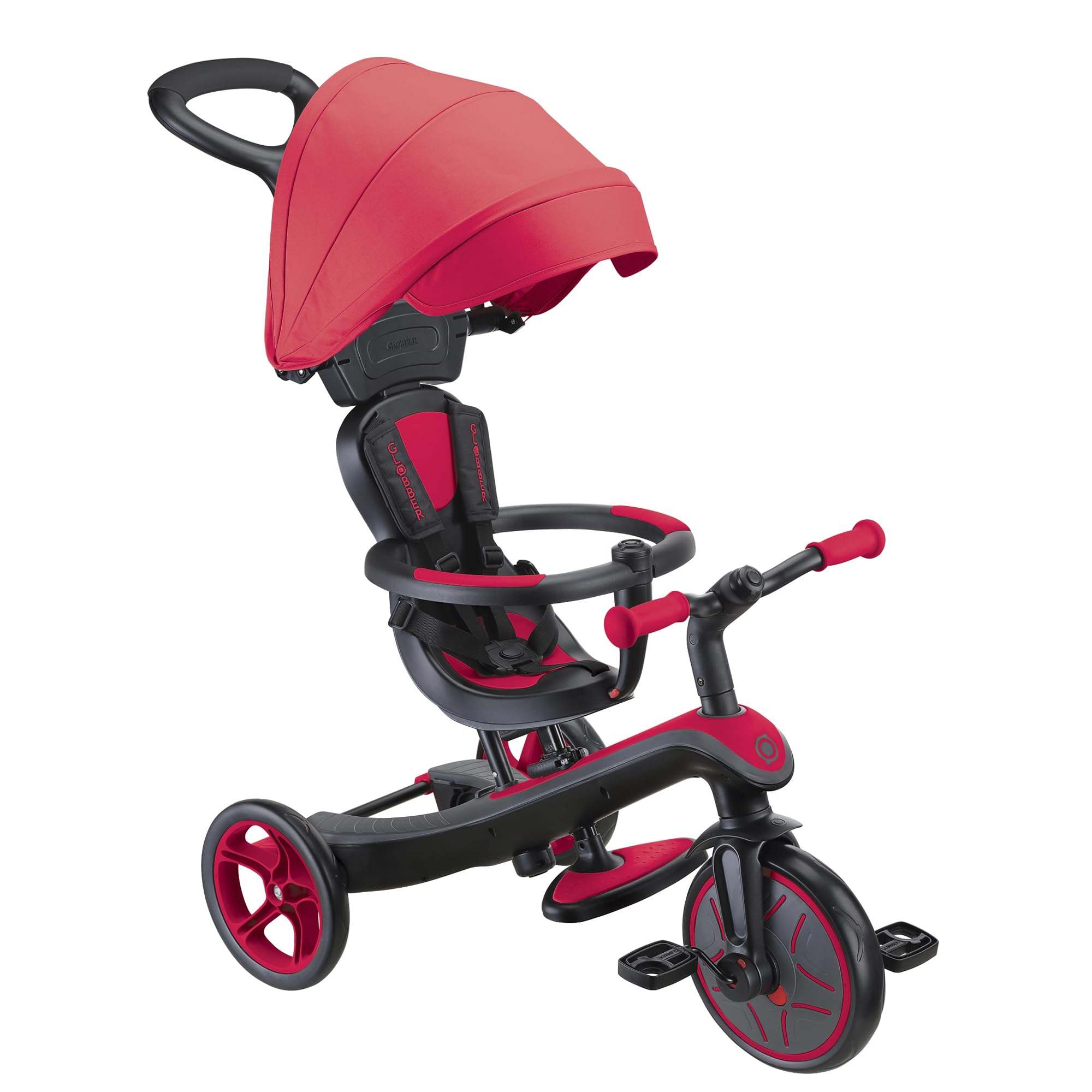 Globber - Triciclo Explorer 4 en 1 - Triciclo evolutivo y draisiano para niños pequeños de 10 Meses a 5 años, Rojo