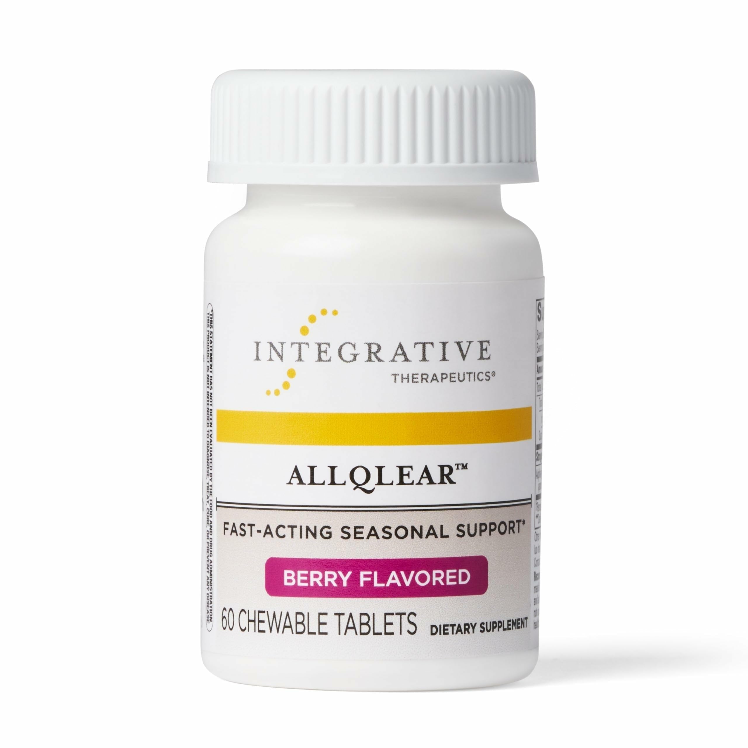 Integrative Therapeutics AllQlear - Seasonal Supplement for Immune Support *- Quail Egg Powder Blend - Dairy-Free - Berry Flavored, 60 Chewable Tablets (30 Servings)