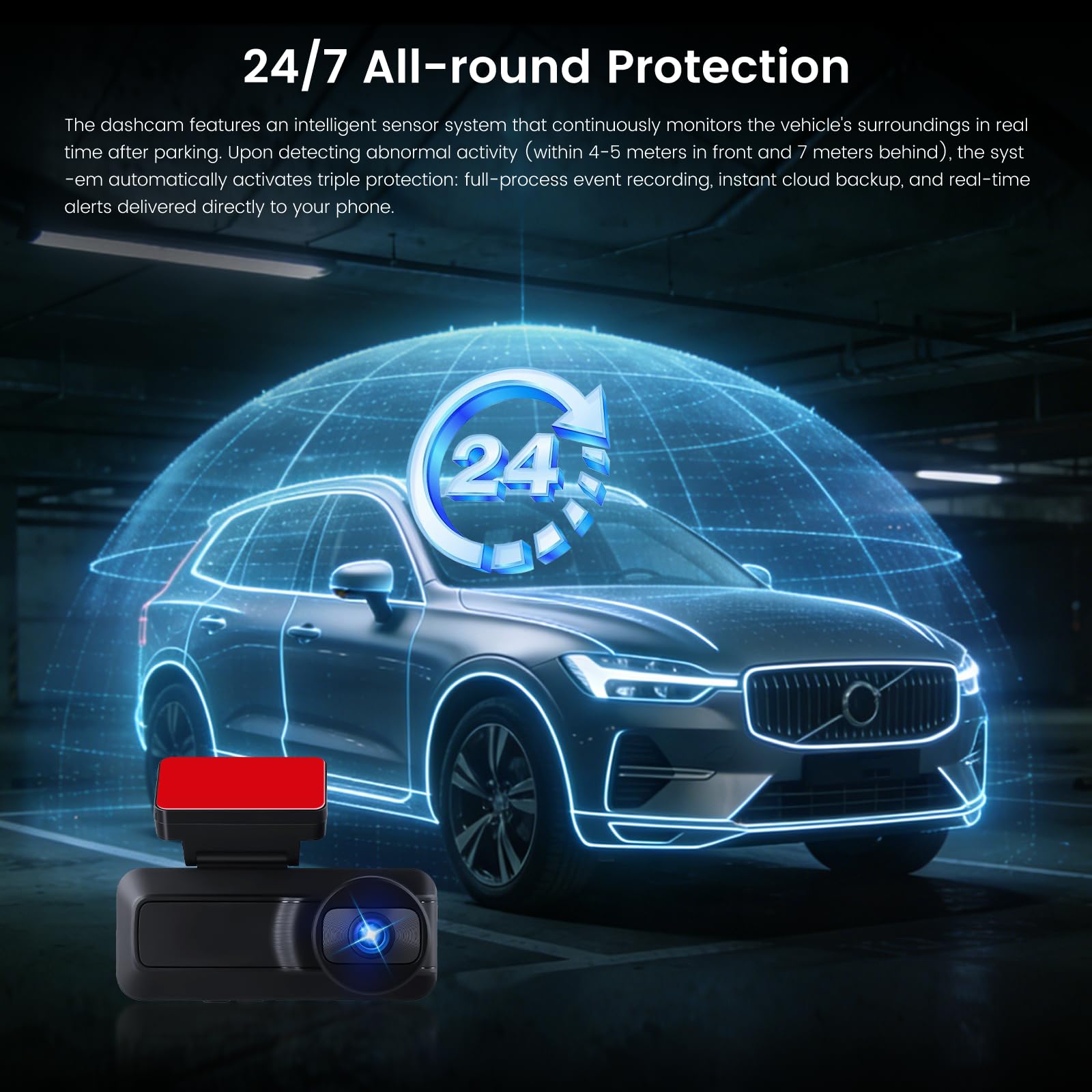 Inefala 4G LTE Telecamera di sicurezza per furti d'auto, localizzatore GPS per una guida sicura, telecamera di sorveglianza con allarmi immediati, archiviazione cloud, visualizzazione live remota
