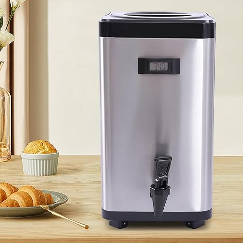 Miniatura 8 de Dispensador de bebidas aislado de acero inoxidable de 12 litros dispensador de bebidas heladas y calientes con termómetro y grifo para mantener