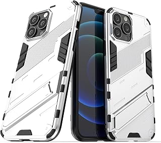 LOLFZ Funda para iPhone 13 Pro Max, funda de armadura con soporte de protección de grado militar resistente a los golpes para Apple iPhone 13 Pro Max (6.7 pulgadas), color blanco