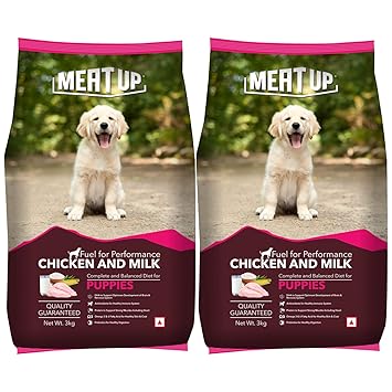 Meat Up Chicken and Milk Puppy Dry Dog Food, 3kg (Buy 1 Get 1 Free)