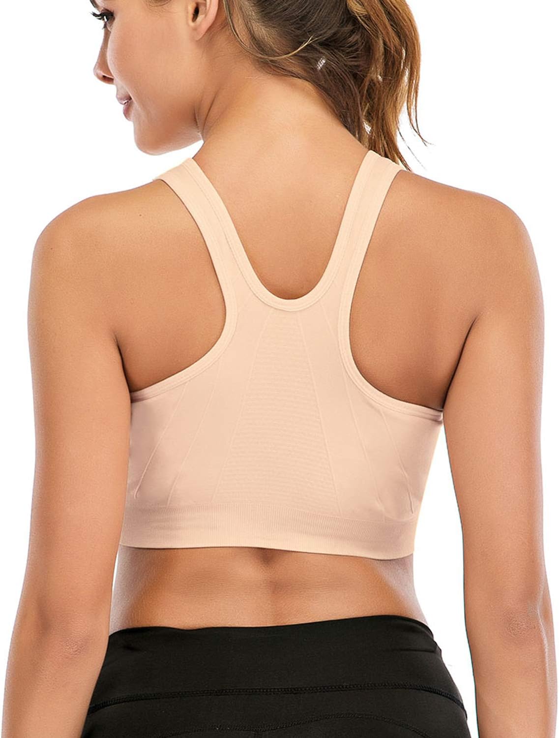 Women's Zip Front Sports Bra Wireless Post-Surgery Bra Active Yoga Sports Bras - Image 4