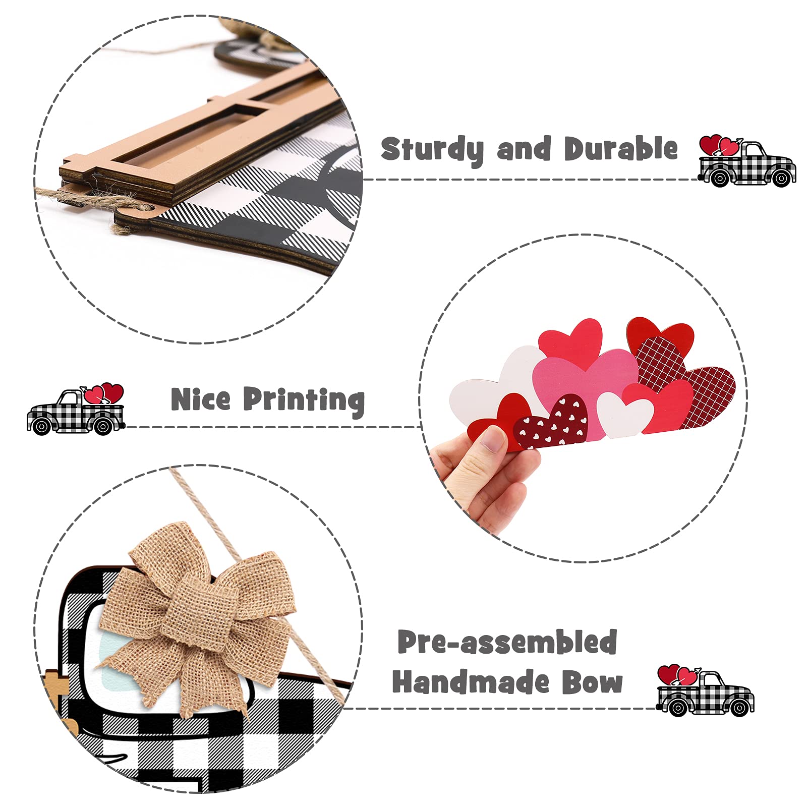 Interchangeable Welcome Sign Truck Decor - Seasonal Farmhouse Home Rustic Truck Welcome Door Sign with 12 PCS Interchangeable Holiday Icons for Valentineâ€™s Day St. Patrickâ€™s Day Easter Spring