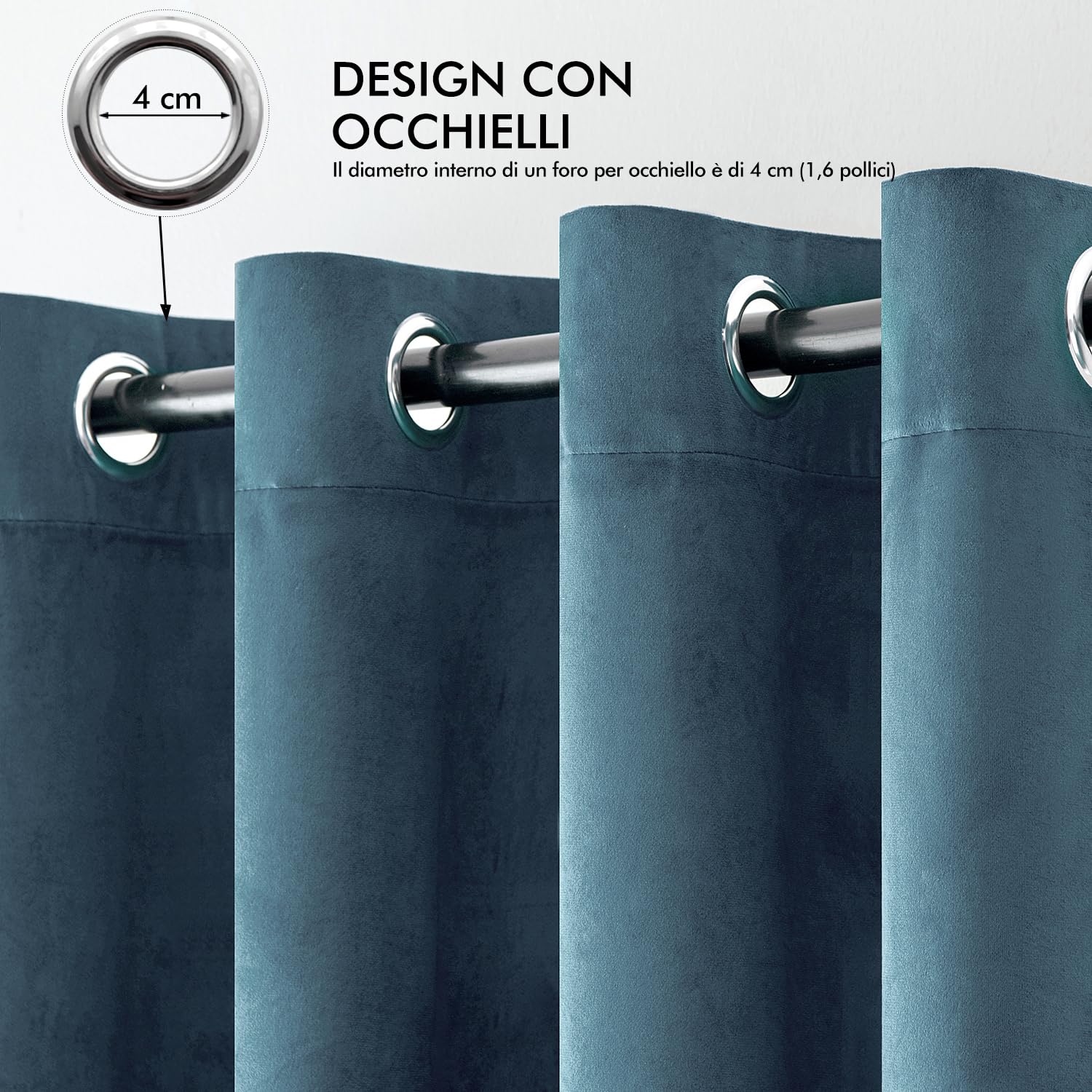 MIULEE Tende Velluto Blu Nebbia per Interni Tenda Moderne, Eleganti Tenda per Camera da Letto Salotto e Soggiorno, 2 Pezzi Tende Oscuranti Termiche per Interni Velluto con Occhielli L 140 x A 225 CM
