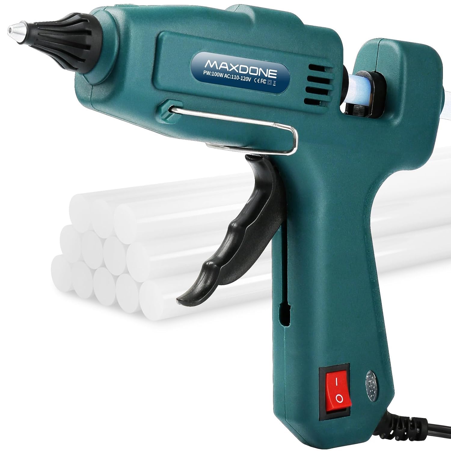 Fireproof 100W Hot Glue Gun Kit Glue Gun - MAXDONE Craft Glue Gun Full Size Not Mini Glue