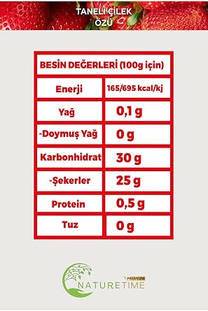 Naturetime Premium Taneli Çilek Özü, 1350 gr, Doğal Katkısız, Şeker İlavesiz