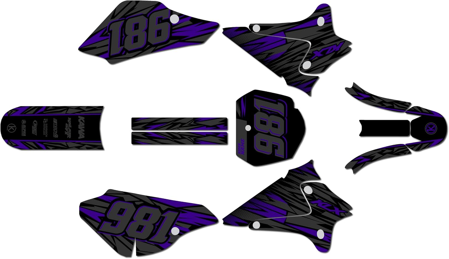 Graphics Kit for Kawasaki KLX 125 (2003-2007) Twitch Series Blue 16 Mil - Dirt bike Custom Racing Graphics Decals Stickers Kit, no-plastics