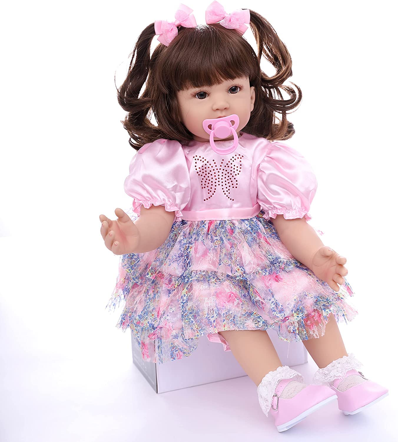 SYP Muñeca Reborn 24 Pulgadas 60cm Vinilo de Silicona Suave Bebé Reborn niña Hecho a Mano Recién Nacido
