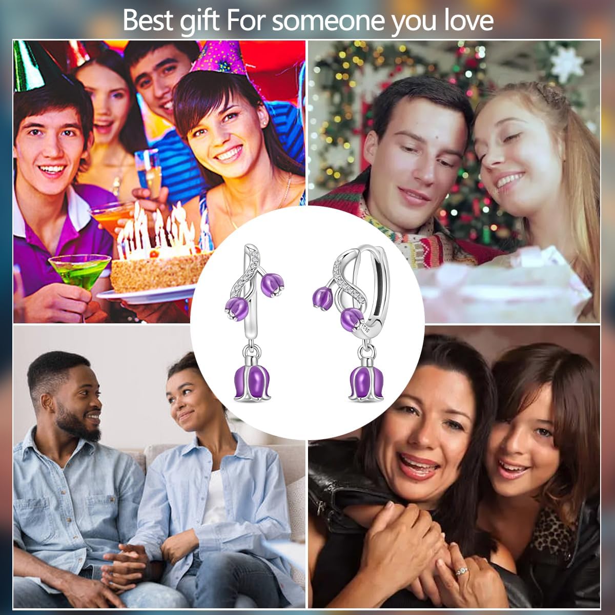 925 Sterling Silver Women Earrings,Large Round Hoops,Sparkling Star and Moon Earrings, Various Hypoallergenic Earrings, Best Gift for Women - Image 6