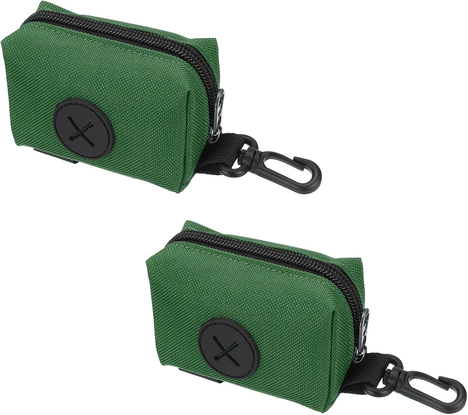 Poop Bag Holder, Dog Waste Bag Holder for Leash Hook&Loop Portable Reusable Dispenser Pet Poop Waste Pouch, (2Pcs, Dark Green), Intended for Outdoor/Travel/Walking/Dog Park