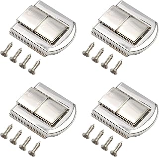 Auniwaig Toggle Catch Lock, 0.98" x 0.79" (LxW) Suitcase Chest Trunk Latch Clasp, Retro Decorative Silver Hasp Lock, for Chest Case Suitcase Boxes Chests Trunk Lock 4PCS
