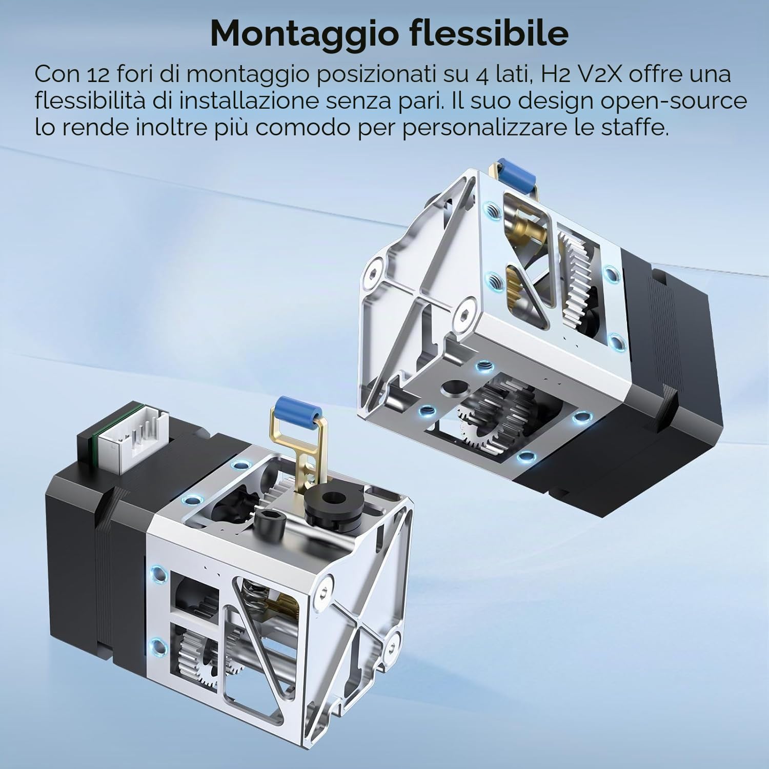 BIQU H2 V2X Direct Drive Estrusore con motore, tutto il metallo CNC Machining Extruder, Lightweight, Dual Gear, per Voron 2.4, Ratrig, Ender-3 V2 3D Printer