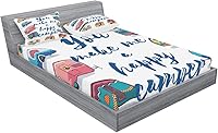 Vista 92 de Lunarable Grey Fitted Sheet & Pillow Sham Set, Pattern with Random Footprints Paw Traces Pet Legs Friendly Cats and Dogs, Decorative Printed 3 Piece