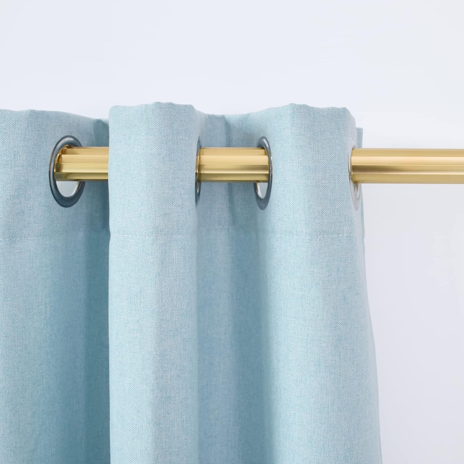UPOPO Curtains Short Over Sink Sky Blue Kitchen Tiers 30 inches Long Linen Textured Privacy Cafe Curtains Cabinet Caravan Mini Bathroom Small Basement Half Window Curtain 2 Panels Grommet Top