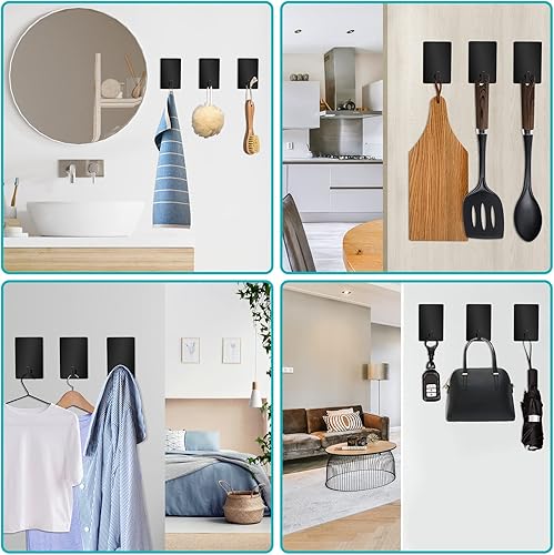 Miniatura 4 de Ganchos adhesivos resistentes, ganchos de pared autoadhesivos de acero inoxidable, ganchos adhesivos para toallas para cocina y baño, ganchos