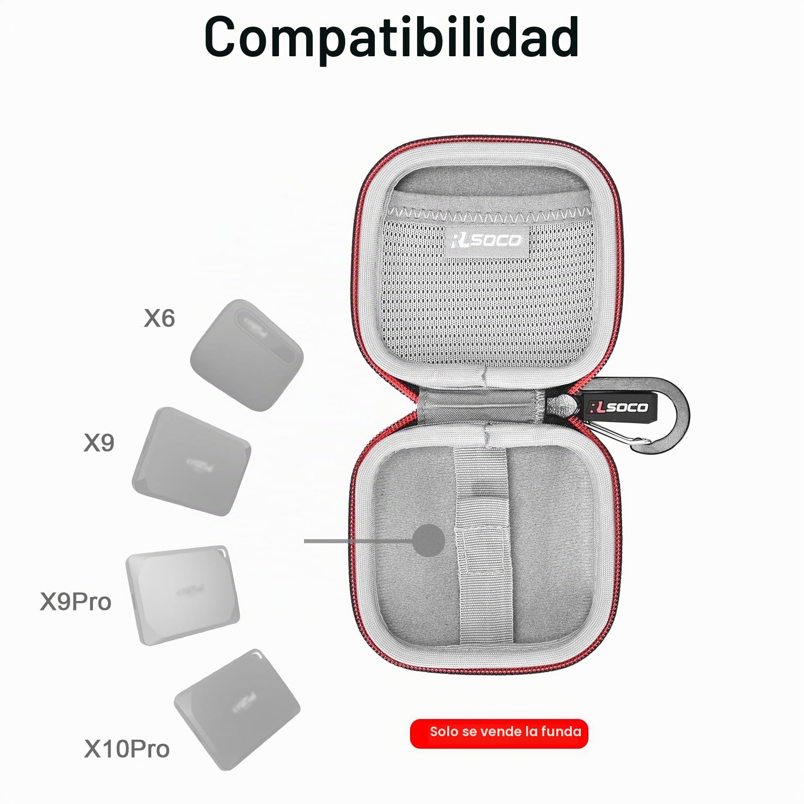 para Crucial X9/X10 Pro /X9 Pro/X10/X6 1TB/2TB/4TB /6TB/8TB SSD Portátil Funda por RLSOCO (Sólo Funda)