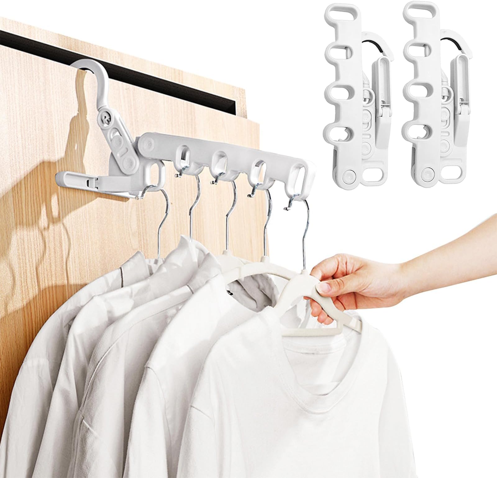 Folding Clothes Drying Rack with 5 Holes, 4pcs Clothes Airer Indoor, Foldable Portable Travel Hangers for Outdoor Camping Trips, Space Saving and Closet Organizer for Hotel, Student Apartments, home