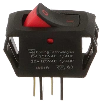 CARLING RSCA201-VB-B-9-V SWITCHES, ROCKER, SPST, 20A, 125V, BLACK (1 piece)