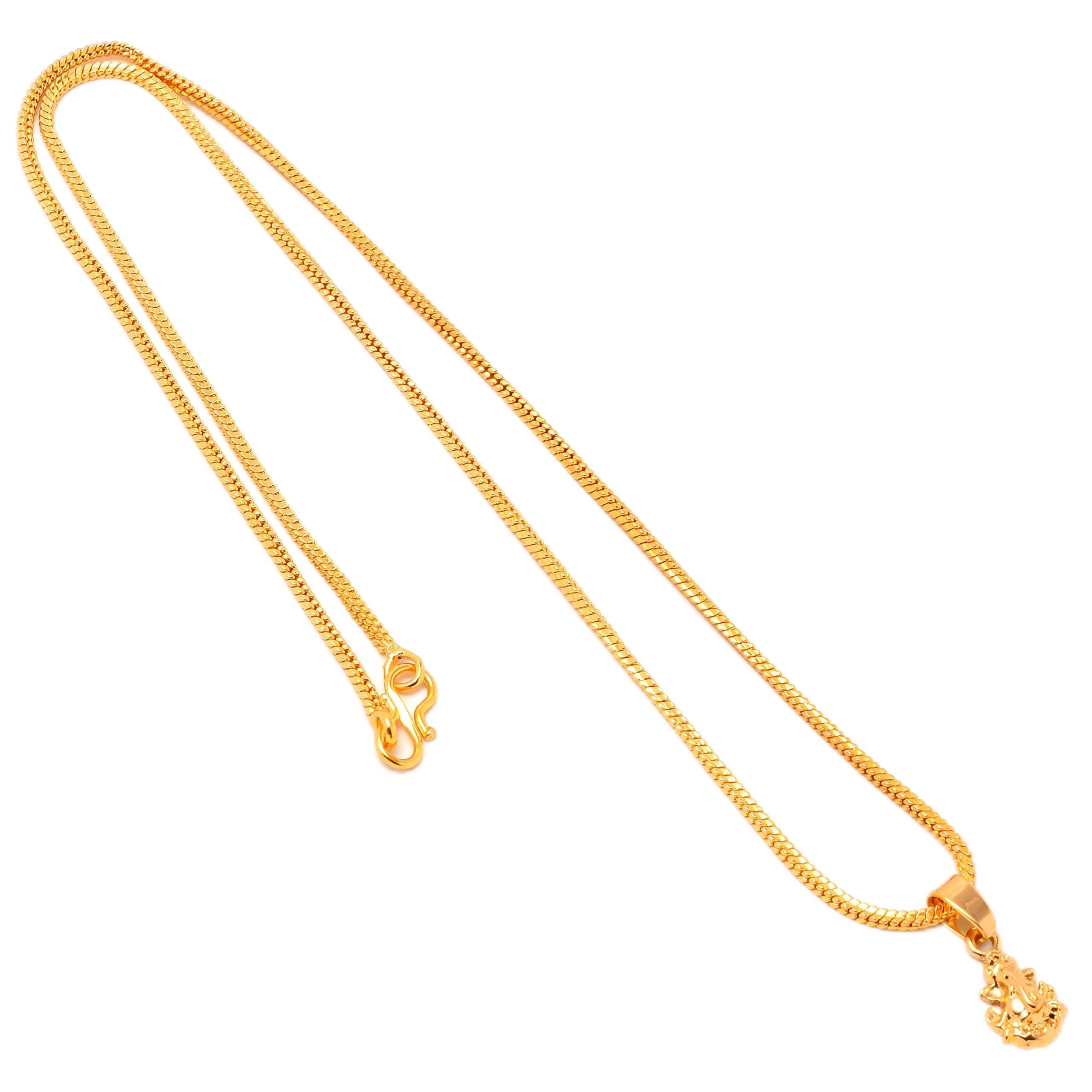 Locket Gold Plated GANESH JI, HANUMAN JI, DURGA MATA JI, RADHAKRISHNA JI Religious Pendant with Chain Jewelry for Men-Women & Boys-Girls-image-40