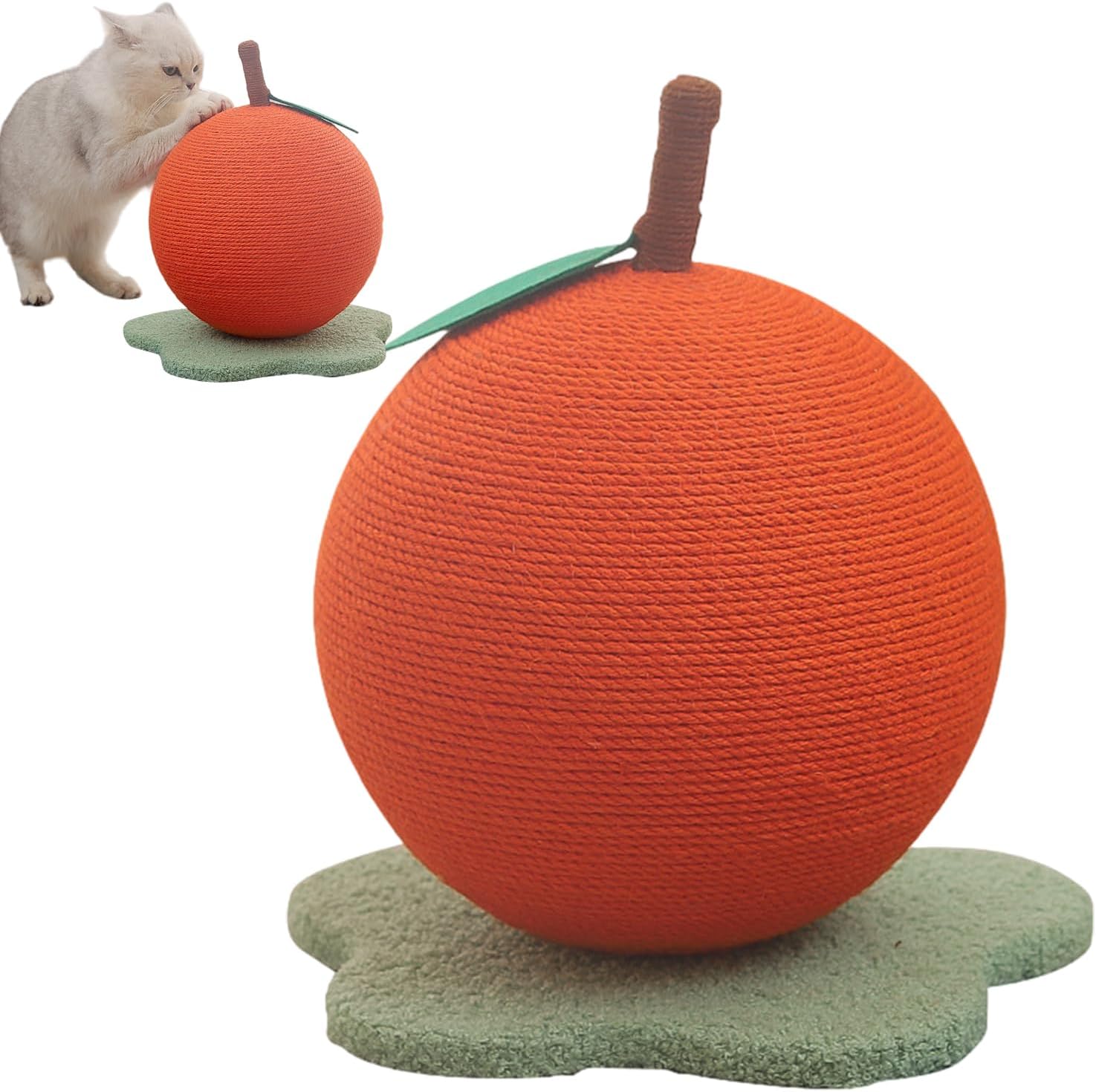 Genérico Scratching Ball for Cats – Orange Shaped Scratching Toy – Orange Shaped for Boredom Relief with Play Entertainment, Exercise, Stimulation and Material