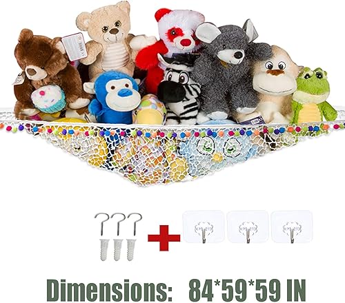 Miniatura 6 de ASBE Hamaca de juguete gigante para animales de peluche, red de animales de peluche o hamaca, red de bolas colgantes, red de muñecas para colgar en